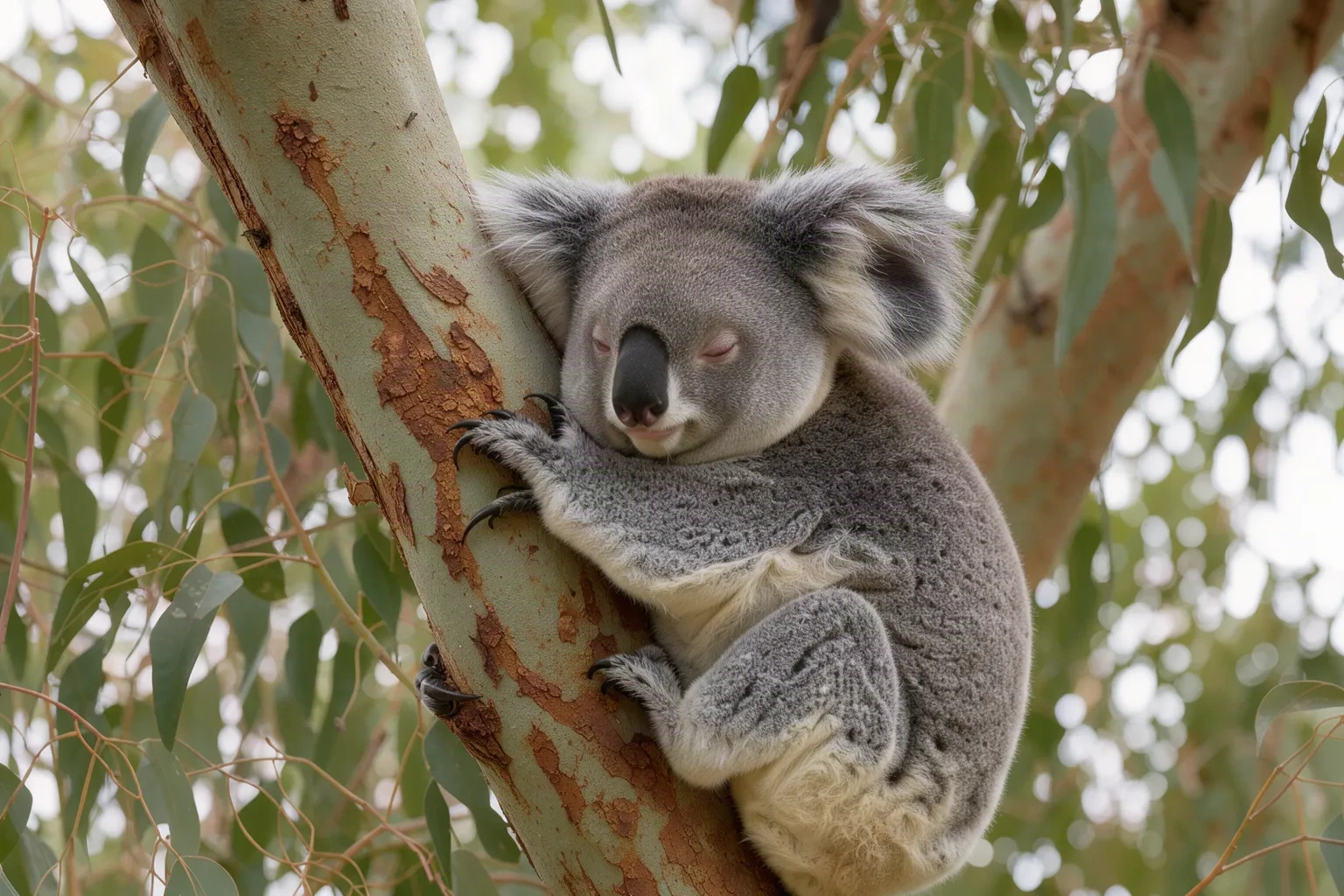 Un koala dans un eucalyptus