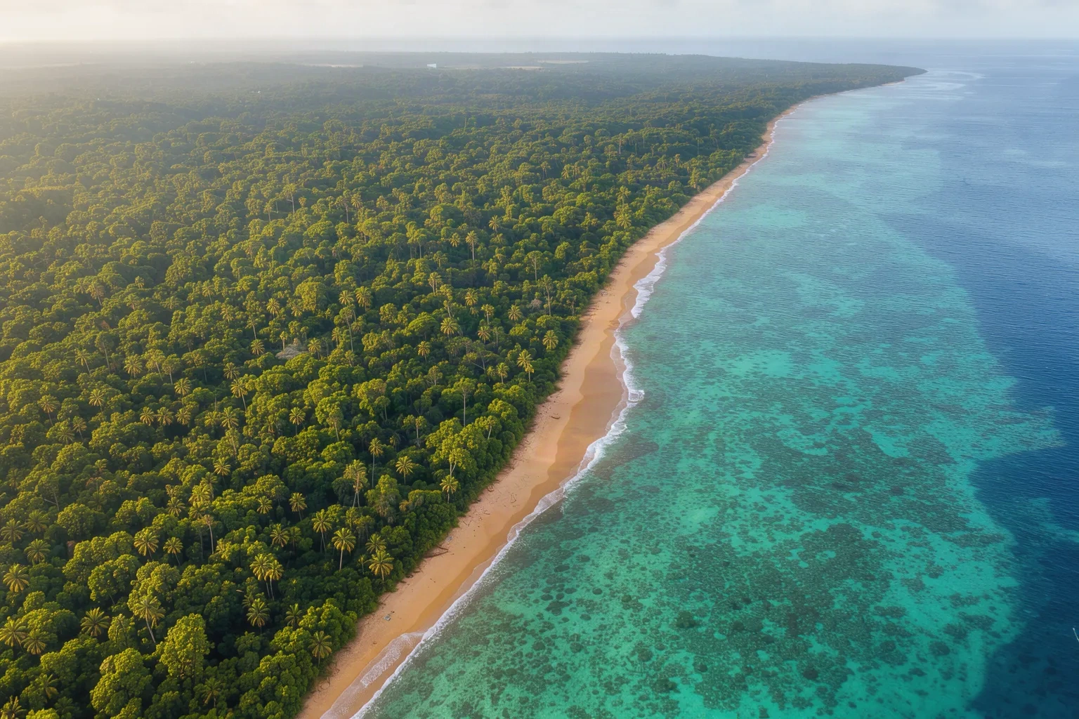 Côte australienne entre forêt tropicale et océan, vue du ciel